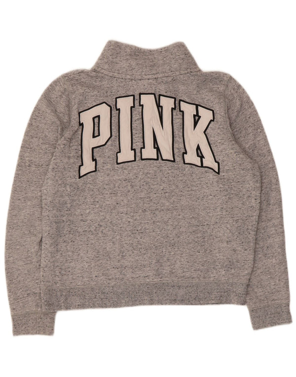 Rose Femme Graphique Col Zip Sweat Jumper UK 16 Grand Gris Moucheté