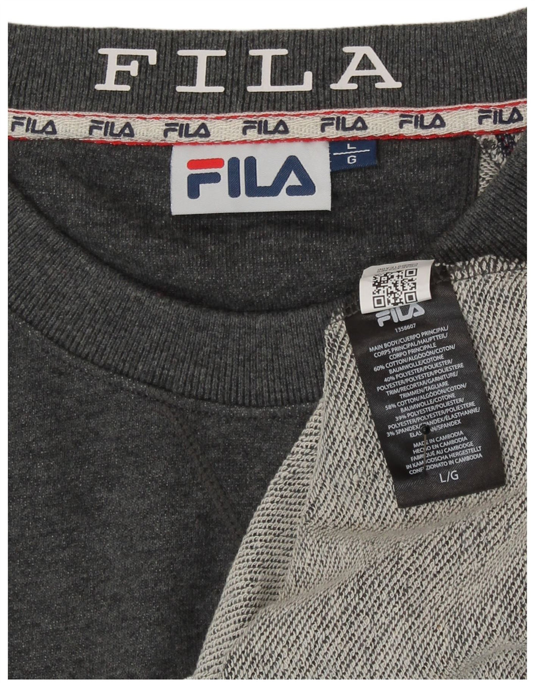Fila Sweat-shirt graphique pour hommes, grand, gris, coton