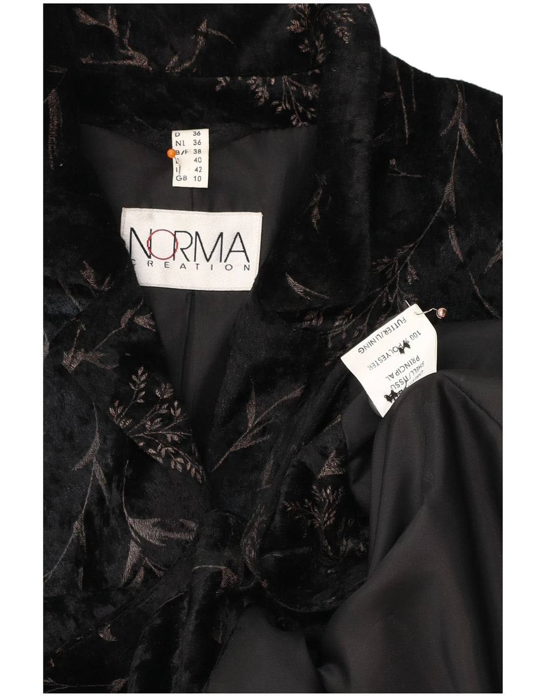 NORMA Veste blazer longue à 3 boutons pour femme UK 10 Petit noir floral