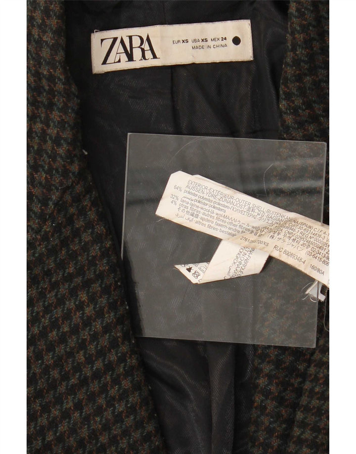 Zara Manteau surdimensionné pour femme UK 6 XS Noir Pied-de-poule Polyester