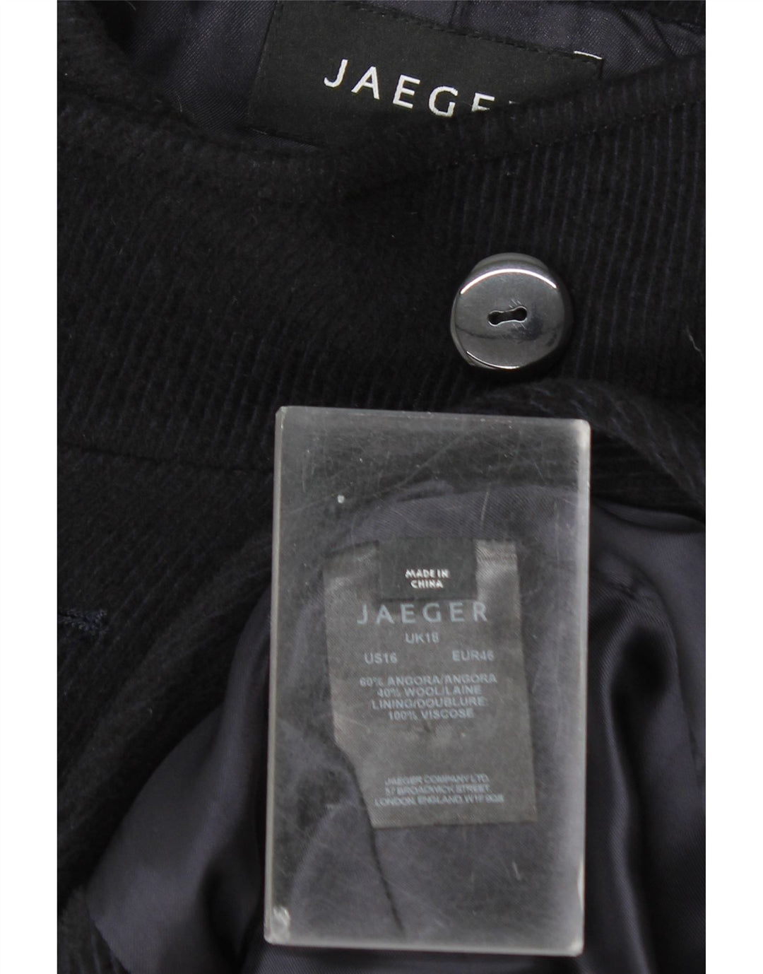 Jaeger Caban Femme UK 18 XL Bleu Marine Angora