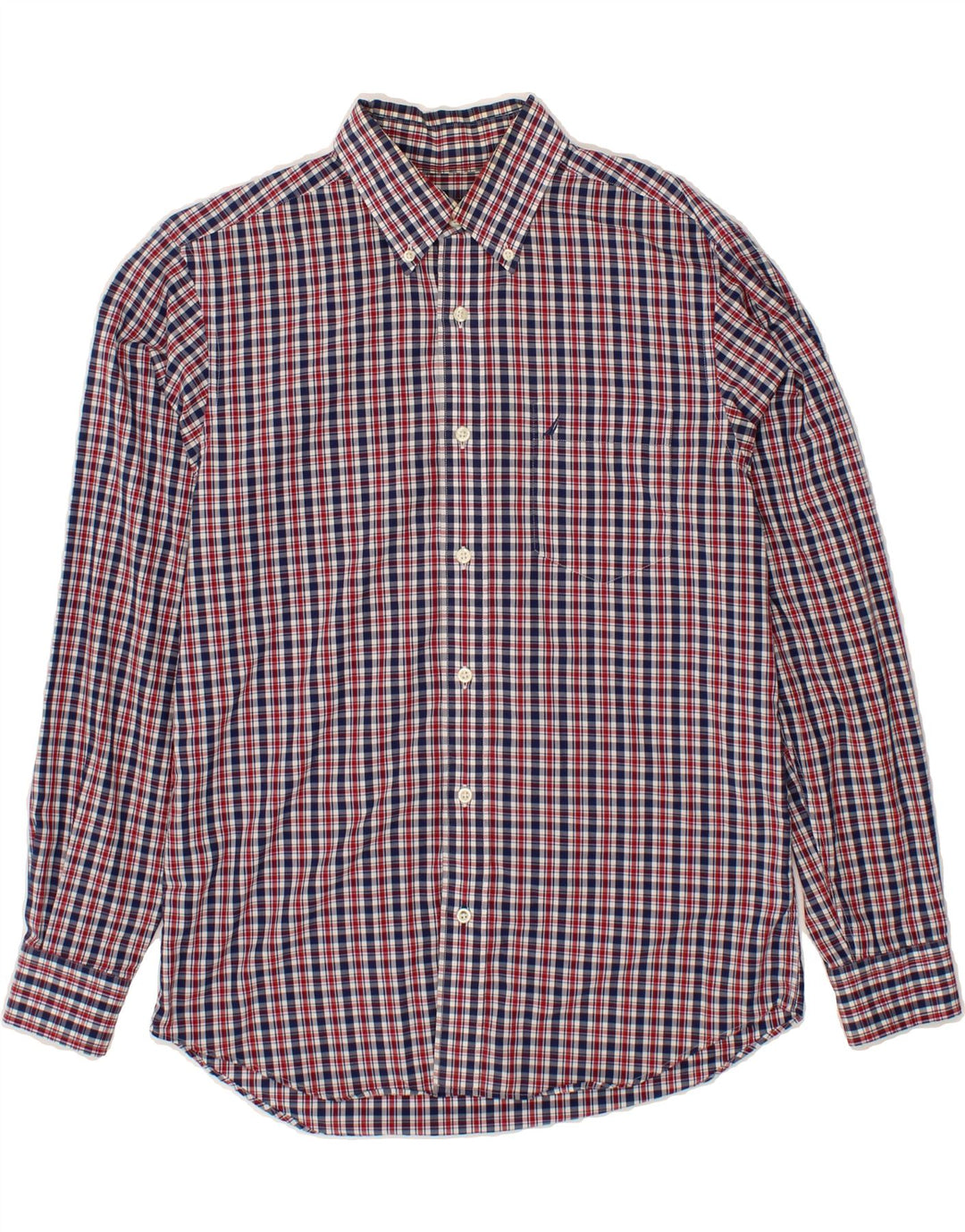 NAUTICA Mens Slim Fit Shirt Medium Navy Blue Check Cotton Vintage Nautica and Second-Hand Nautica from Messina Hembry 