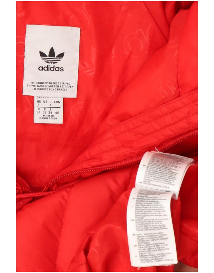 Adidas Veste rembourrée à capuche pour femme UK 8 Small Orange Nylon