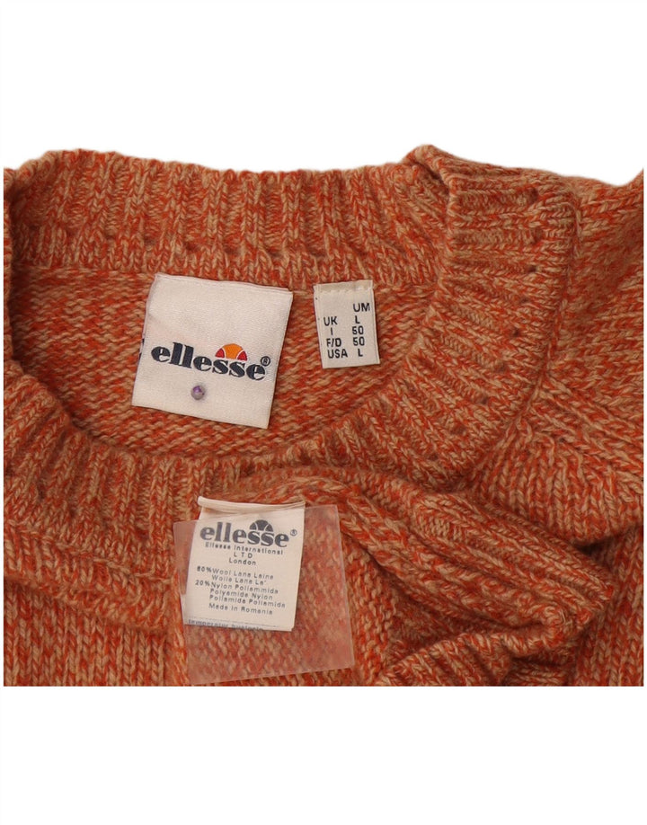 Ellesse Pull col rond pour homme en laine mouchetée orange
