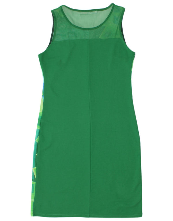 Desigual Robe fourreau graphique sans manches pour femme UK 14 Large Vert Géométrique
