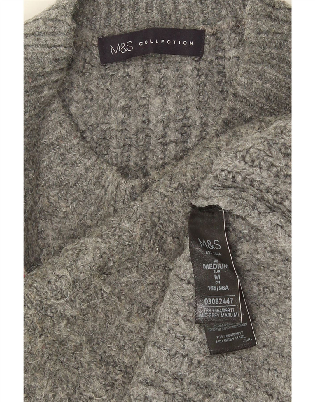 Marks & Spencer Pull surdimensionné à col rond pour femme UK 14 Gris moyen