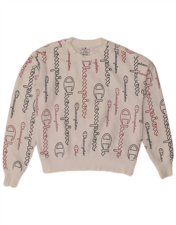 CHAMPION Sweat-shirt surdimensionné graphique pour femme UK 10 Petit Blanc