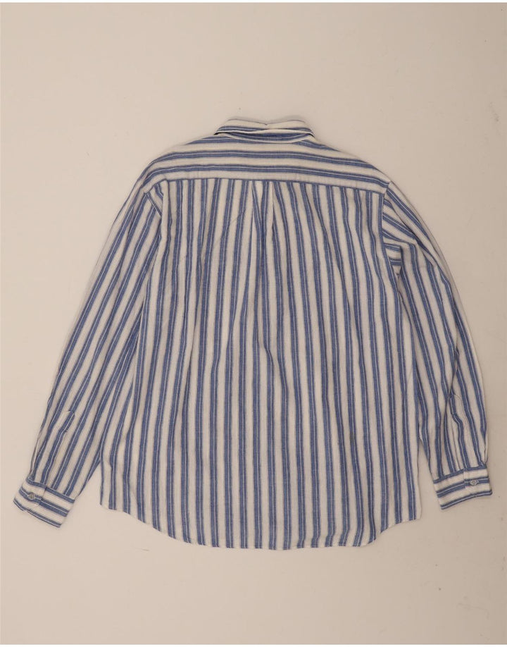 Chemise Homme Vintage XL Coton Rayé Bleu