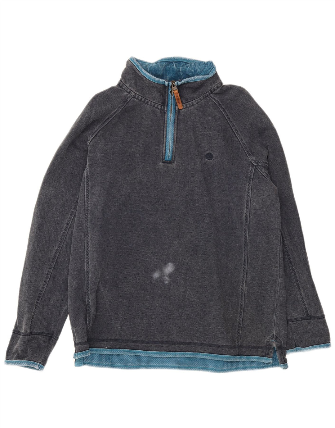 Fat Face Sweat-shirt à col zippé pour homme en coton bleu marine Taille L