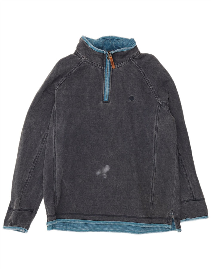 Fat Face Sweat-shirt à col zippé pour homme en coton bleu marine Taille L