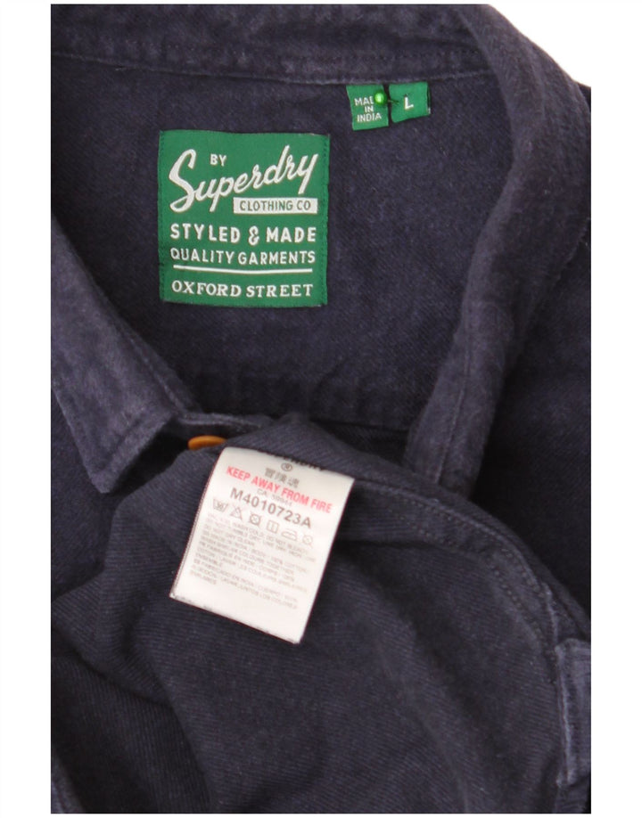 SUPERDRY Chemise Flanelle Homme Large Bleu Marine Coton