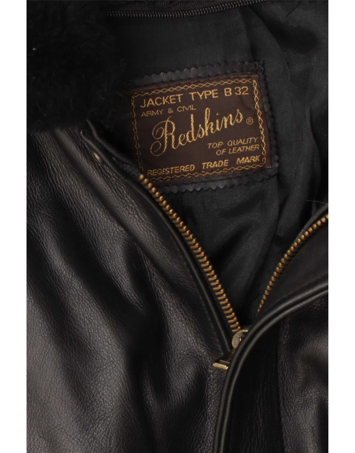 Redskins Veste en cuir militaire pour homme UK 36 Small Noir