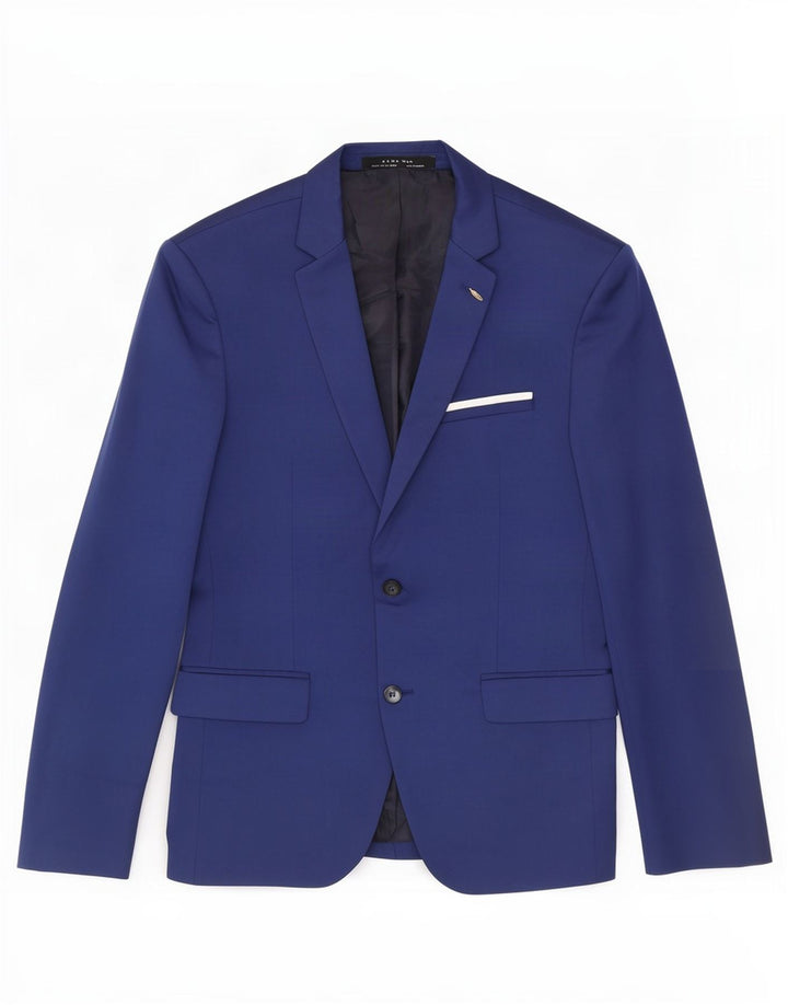 Zara Veste Blazer 2 Boutons Homme EU 52 Large Bleu