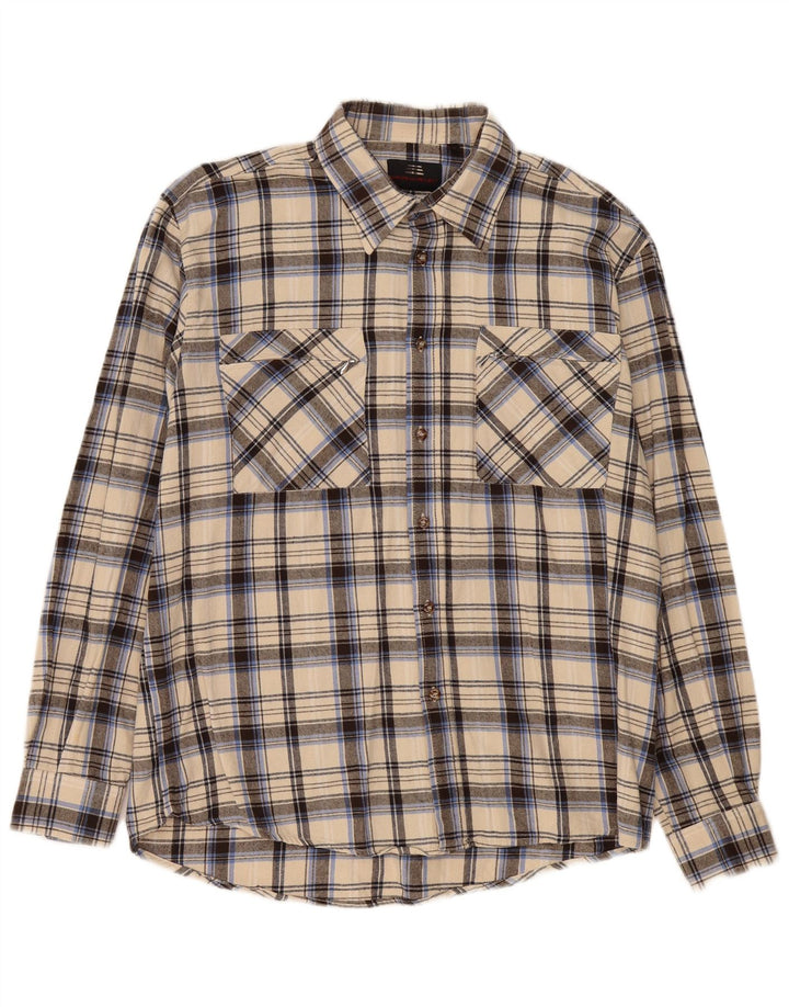 European Project Chemise en flanelle pour homme en coton à carreaux beiges