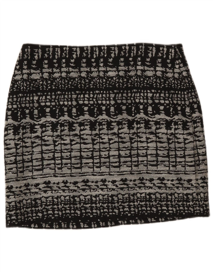 Marks & Spencer Mini jupe femme UK 12 Medium W31 coton géométrique noir