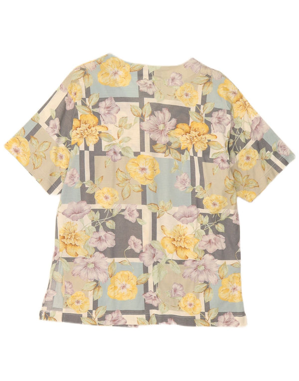 vintage Femme Chemise À Manches Courtes Blouse IT 46 Grand Floral Multicolore