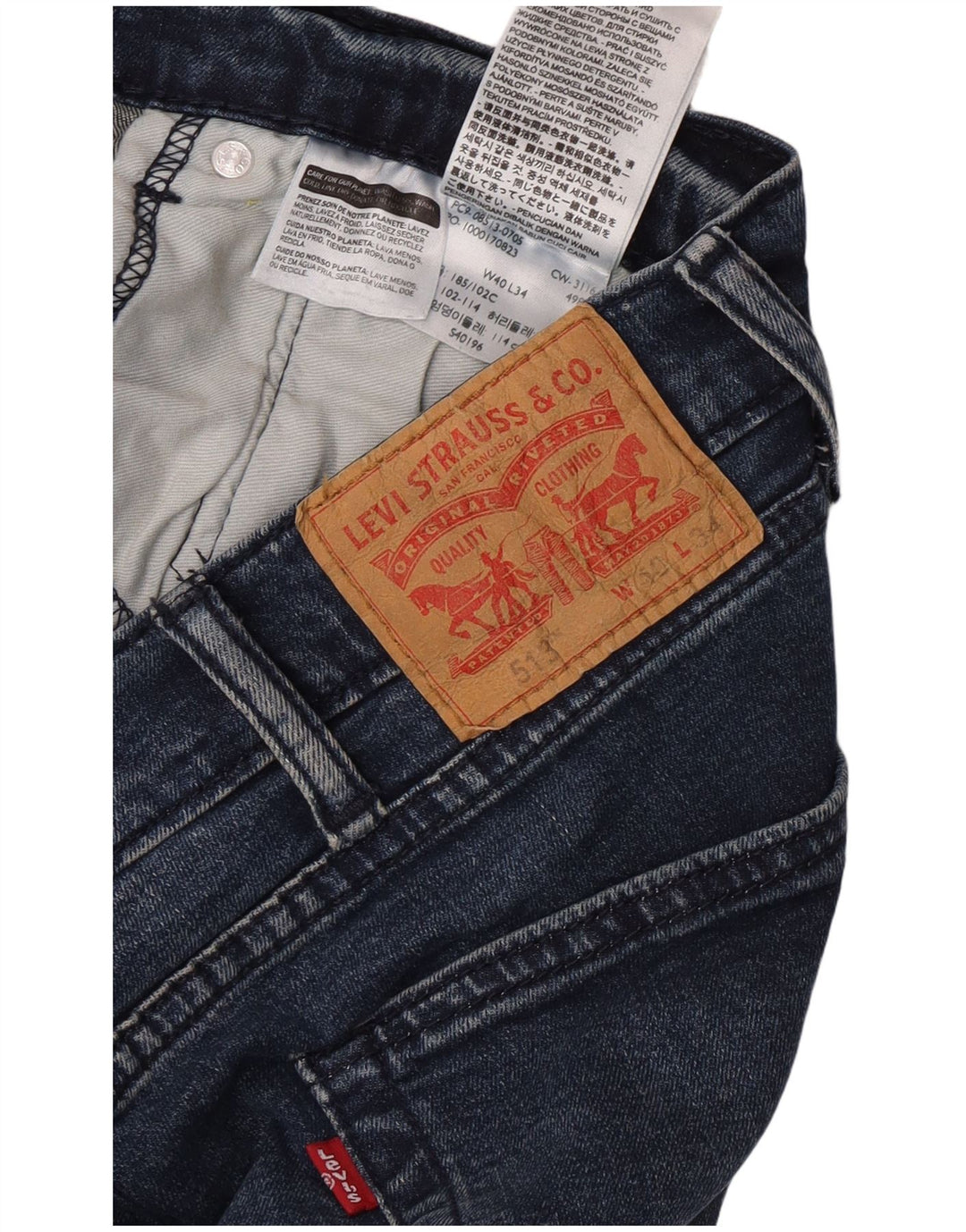 Levi's Jean Slim Droit 513 Homme W40 L27 Bleu Coton