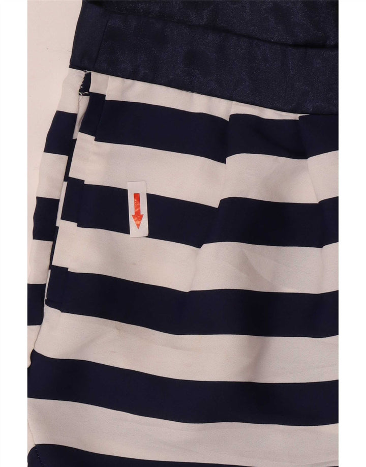 Zara Short Chino Femme Petit W26 Bleu Marine Rayé Polyester
