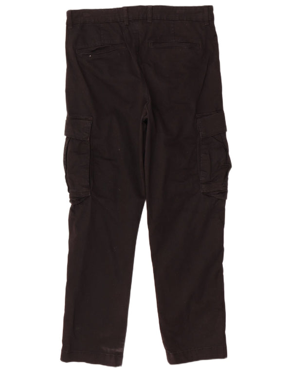 Zara Pantalon cargo droit pour homme EU 42 Large W32 L30 Coton noir