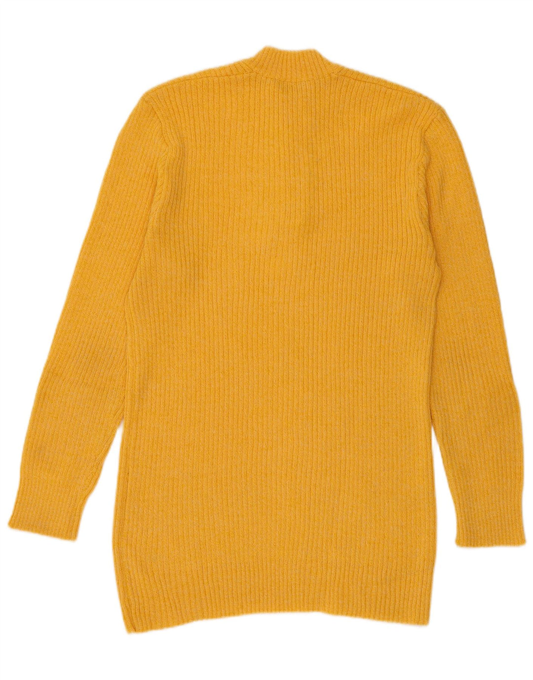vintage Mens Button Neck Jumper Pull Petit Jaune