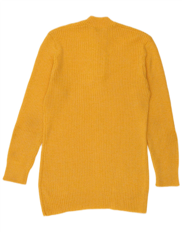 vintage Mens Button Neck Jumper Pull Petit Jaune