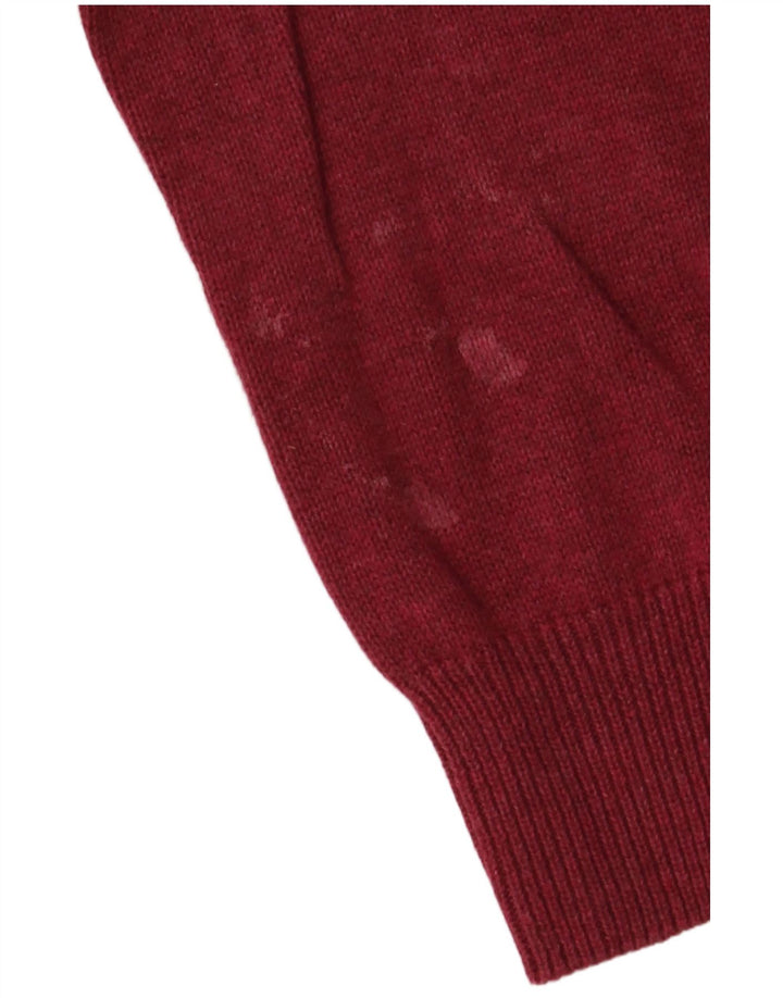 Marks & Spencer Pull col V pour homme en coton bordeaux moyen