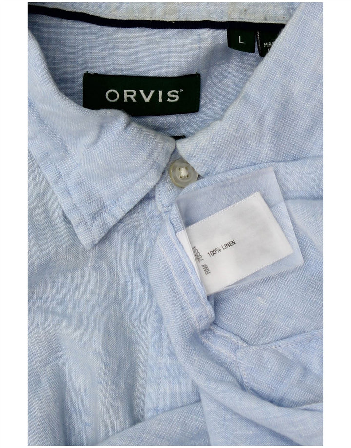 Orvis Chemise à manches courtes pour homme en lin bleu moyen