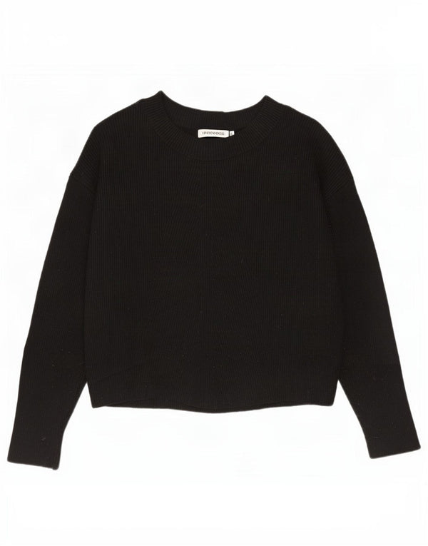 Zara Pull surdimensionné à col bateau pour femme UK 10 Petit Noir