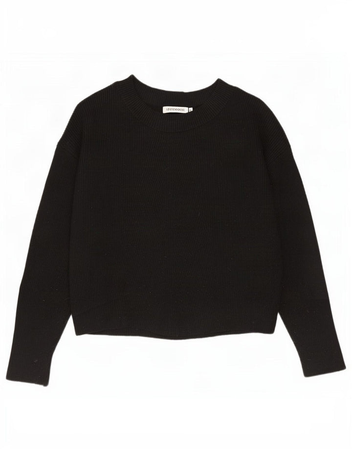 Zara Pull surdimensionné à col bateau pour femme UK 10 Petit Noir