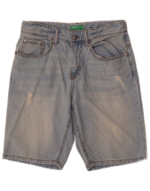 Benetton Short en Jean Garçon 11-12 Ans 2XL W28 Bleu Coton