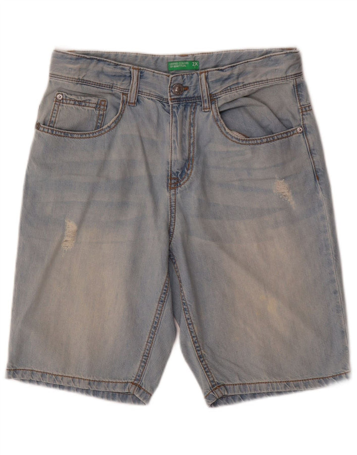 Benetton Short en Jean Garçon 11-12 Ans 2XL W28 Bleu Coton