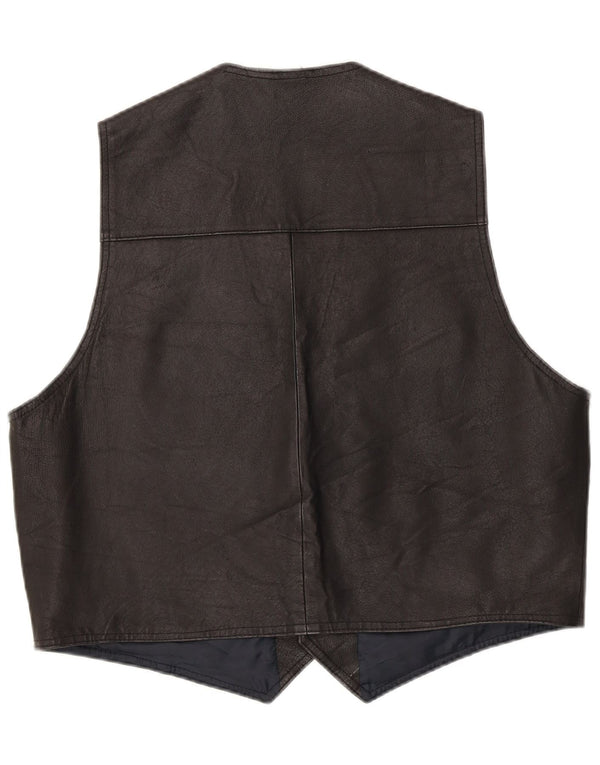gilet en cuir homme vintage XL cuir noir
