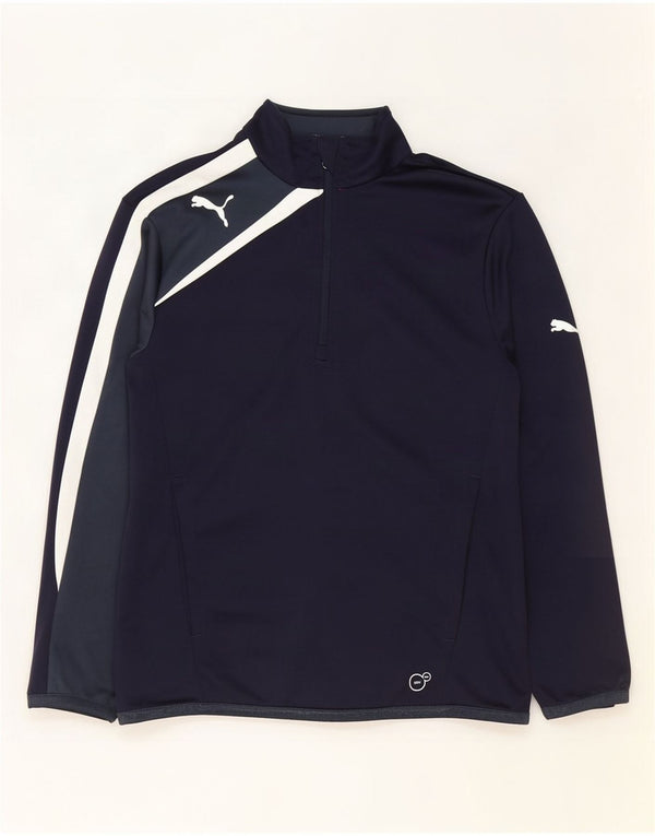 Puma Haut de survêtement zippé à col zippé pour garçon 11-12 ans Bleu marine colour block