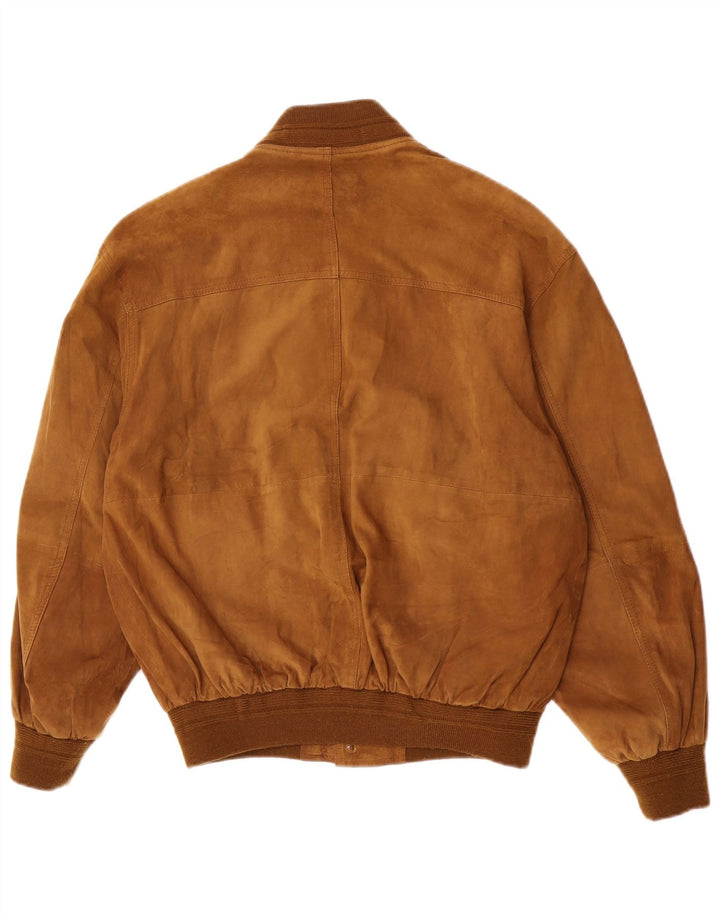 Veste Bomber En Daim Vintage Homme IT 48 Cuir Marron Moyen