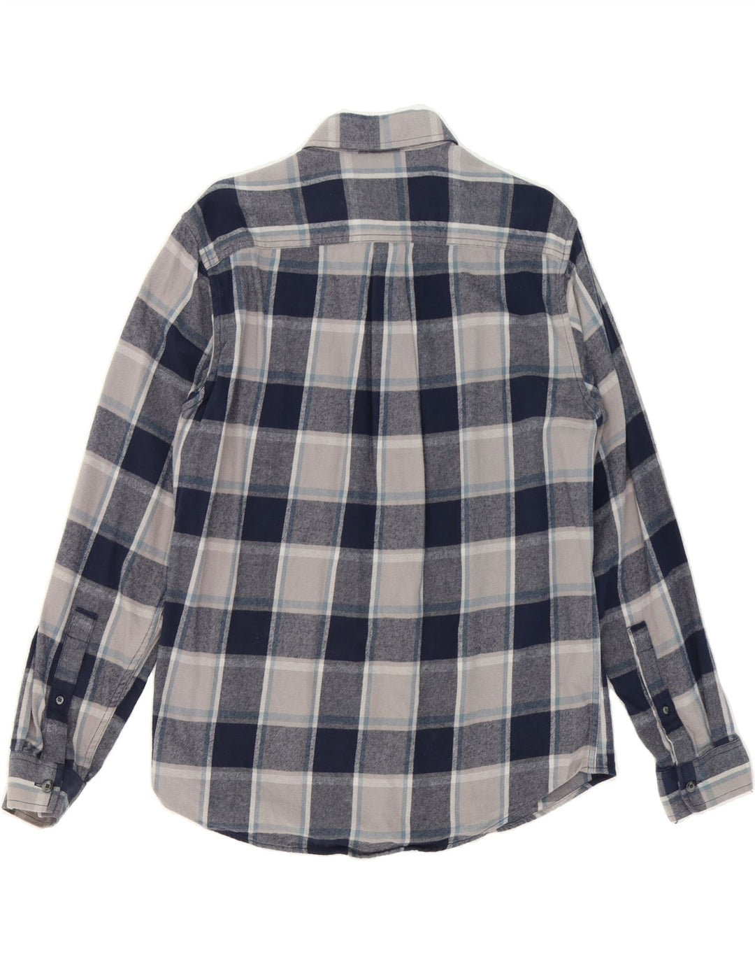 EDDIE BAUER Mens Flannel Shirt Medium Navy Blue Check Cotton Vintage Eddie Bauer and Second-Hand Eddie Bauer from Messina Hembry 
