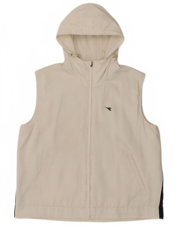Diadora Veste de survêtement à capuche pour femme UK 14 Large Blanc Colorblock
