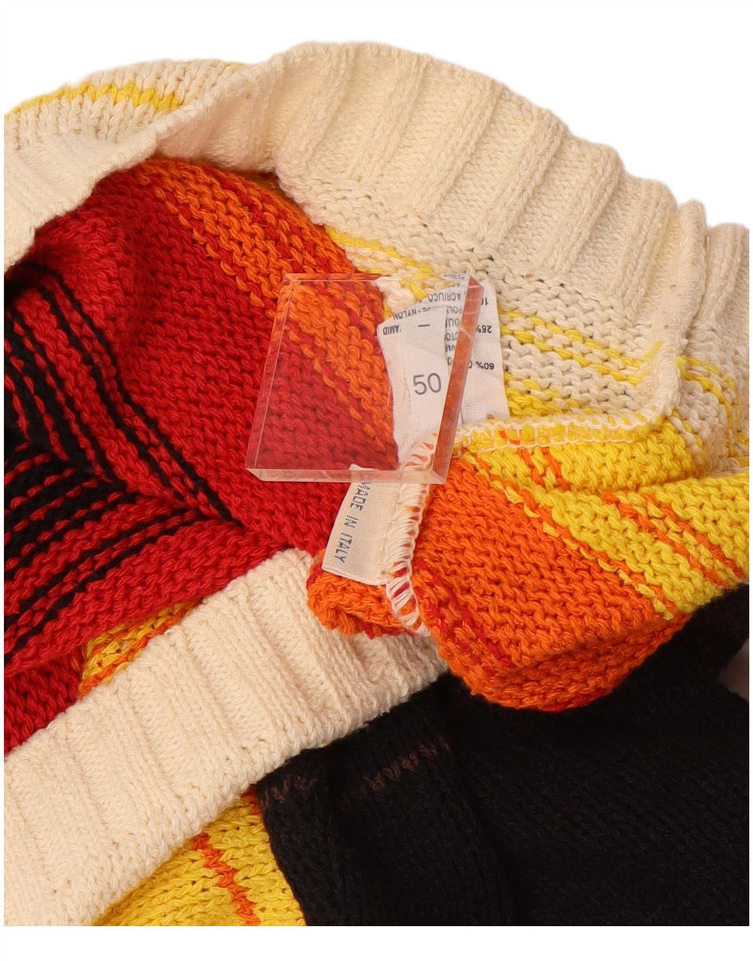 vintage Mens V-Col Jumper Sweater IT 50 Moyen Multicolore Rayé