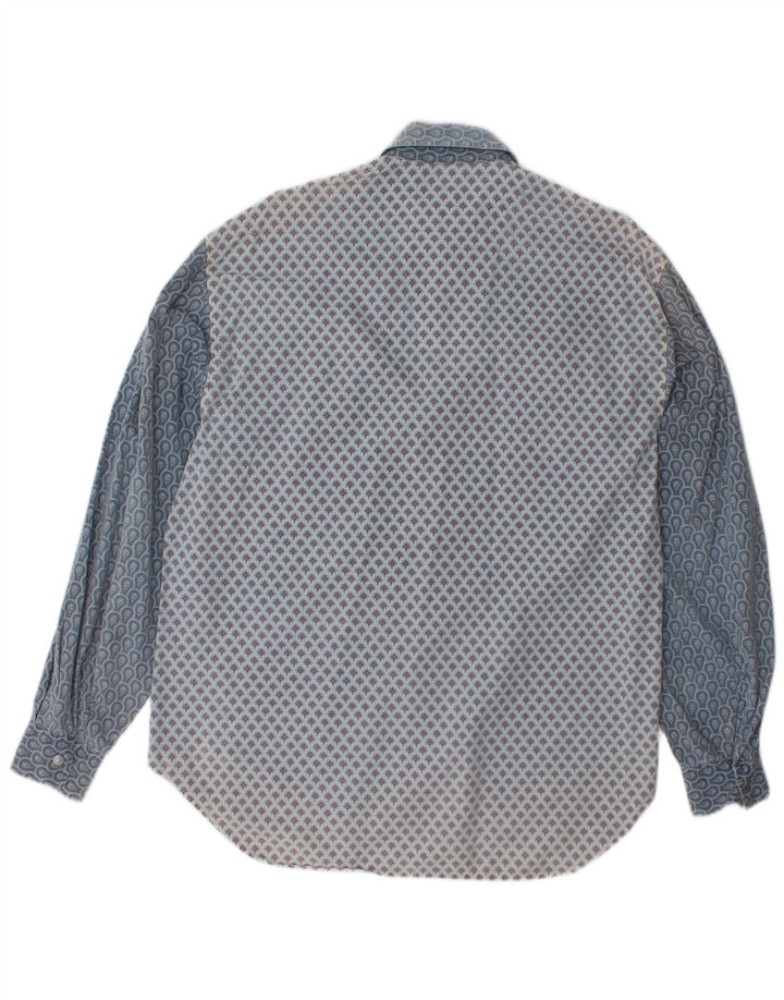VINTAGE Chemise Homme Bleu Moyen Coton Floral