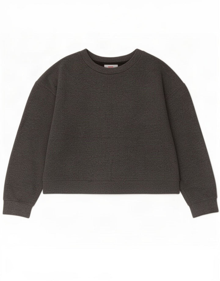 Zara Womens Crop Top Manches Longues UK 14 Gris Moyen