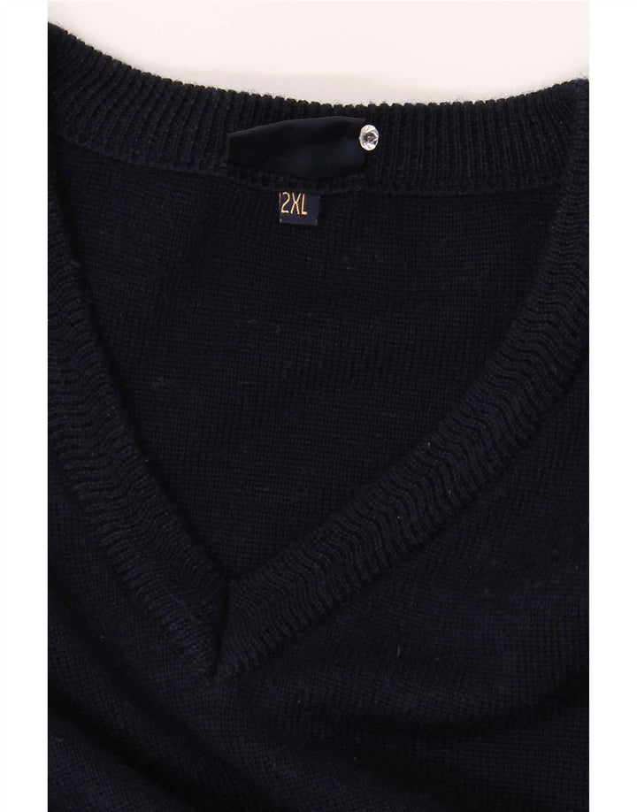 Gabicci Pull Col V Homme 2XL Bleu Marine Laine