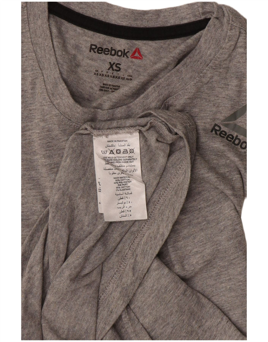 REEBOK T-Shirt Homme Top XS Gris Moucheté Coton