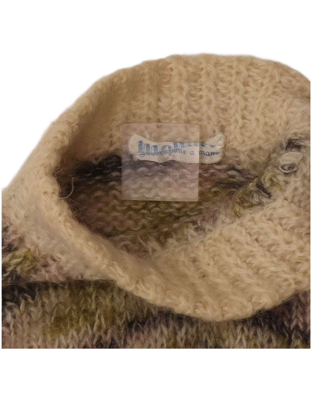 vintage Femme Turtle Neck Jumper Pull UK 12 Moyen Beige Moucheté