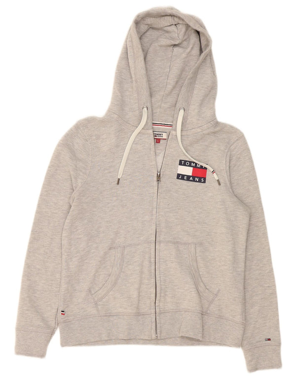 Tommy Hilfiger Pull à capuche zippé pour femme UK 16 Large Gris Coton