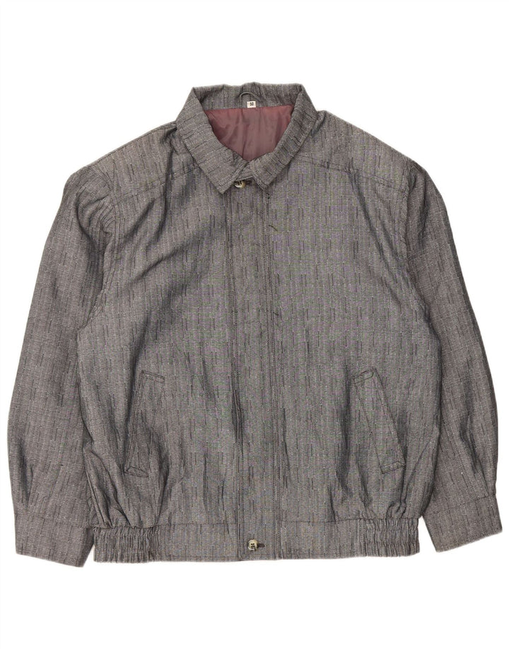 vintage Mens Bomber Jacket IT 50 Grand Gris Check Polyester