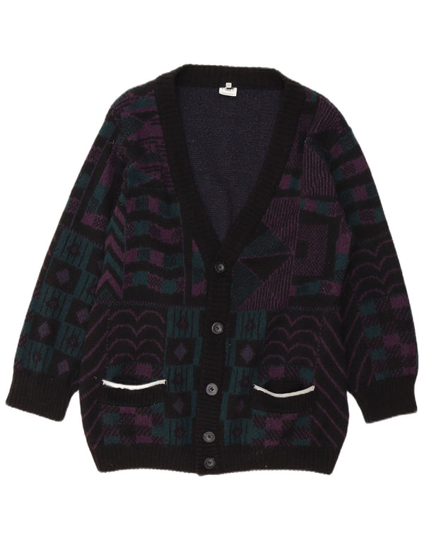 PIMET MAGLIERA Pull Cardigan Femme UK 18 XL Noir Géométrique