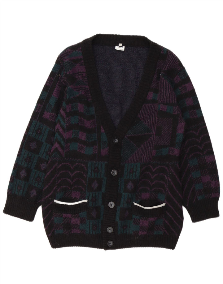 PIMET MAGLIERA Pull Cardigan Femme UK 18 XL Noir Géométrique