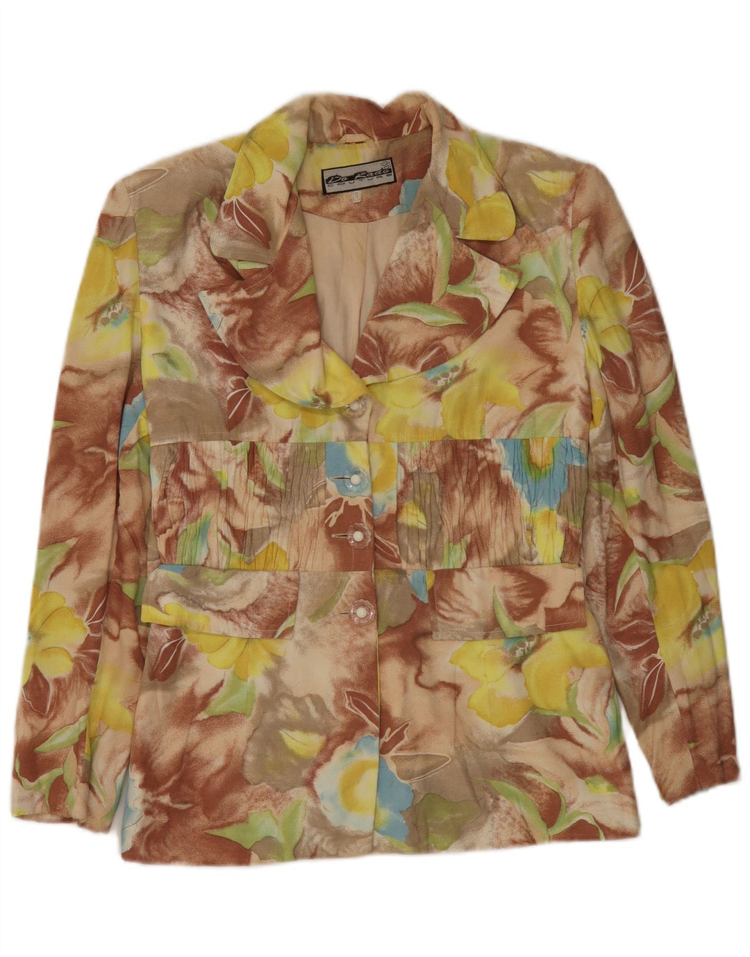 vintage Femmes 4 Bouton Blazer Veste UK 10 Petit Floral Multicolore