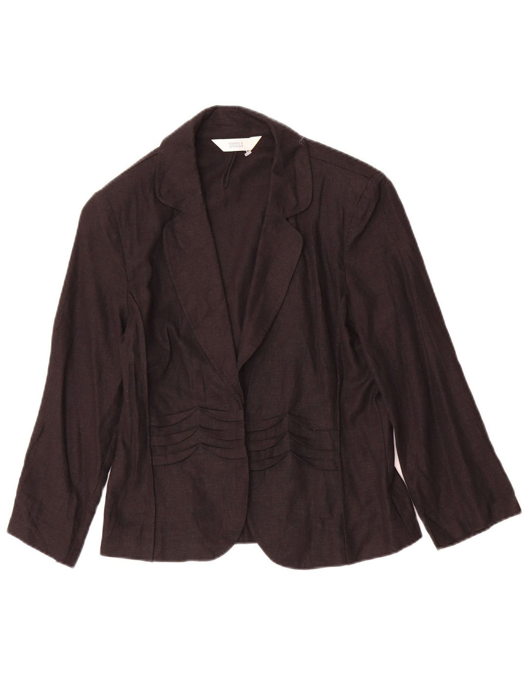 Marks & Spencer Veste blazer à manches 3/4 pour femme UK 8 Petit lin noir