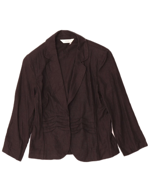 Marks & Spencer Veste blazer à manches 3/4 pour femme UK 8 Petit lin noir