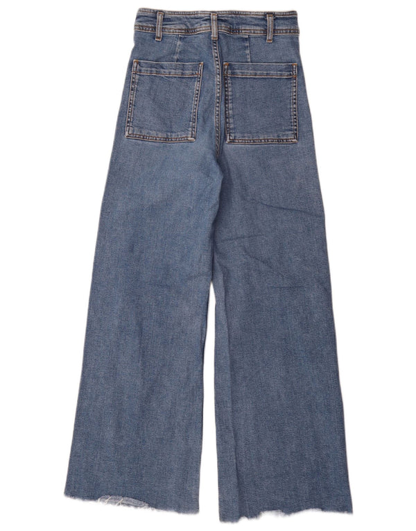 Zara Jean taille haute à jambe large pour femme EU 38 Small W28 L30 Bleu Coton